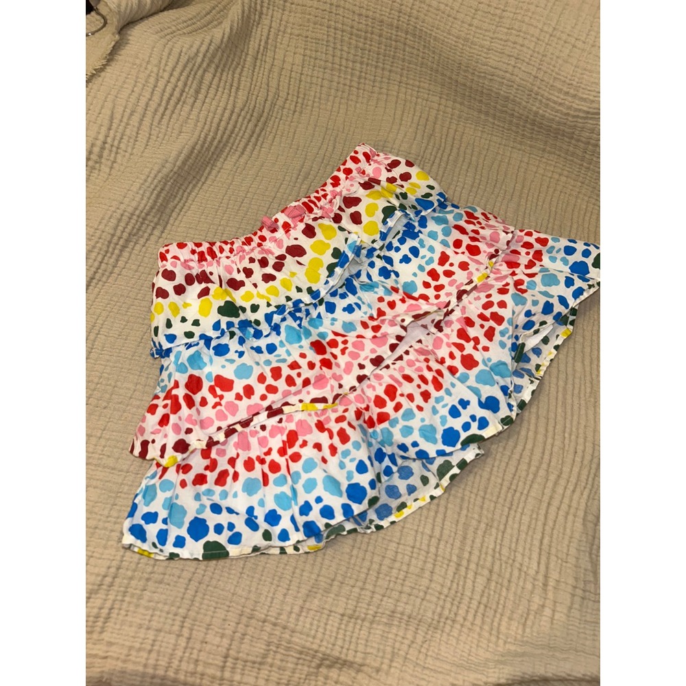 Mini Boden Girls Rainbow Polka Dot Tiered Ruffle Skirt Size 5-6Y 116cm Cotton